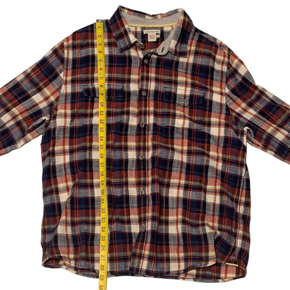 Men's Size Large CARBON2COBALT Plaid Shirt Lightweight 100% Cotton Chest Pockets - Picture 5 of 6